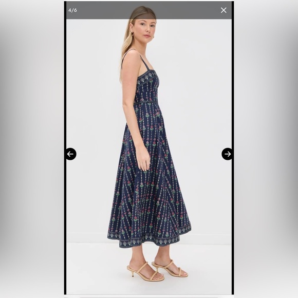 The Margot dress Hill House small in navy trailing fern - Picture 3 of 11